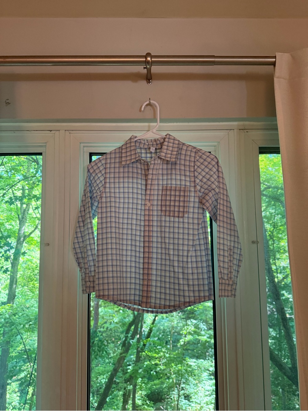 Kids' Lightweight Blue Plaid Button-Down Shirt